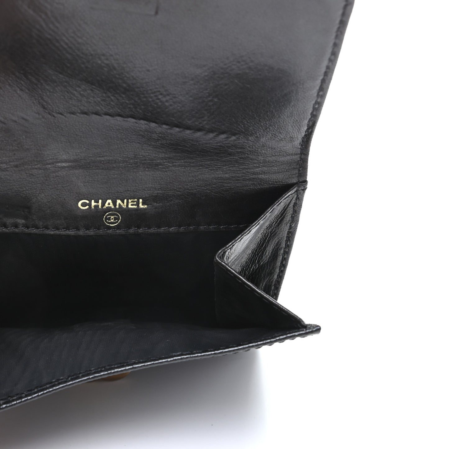 Grained Calfskin CC Flap Wallet Black