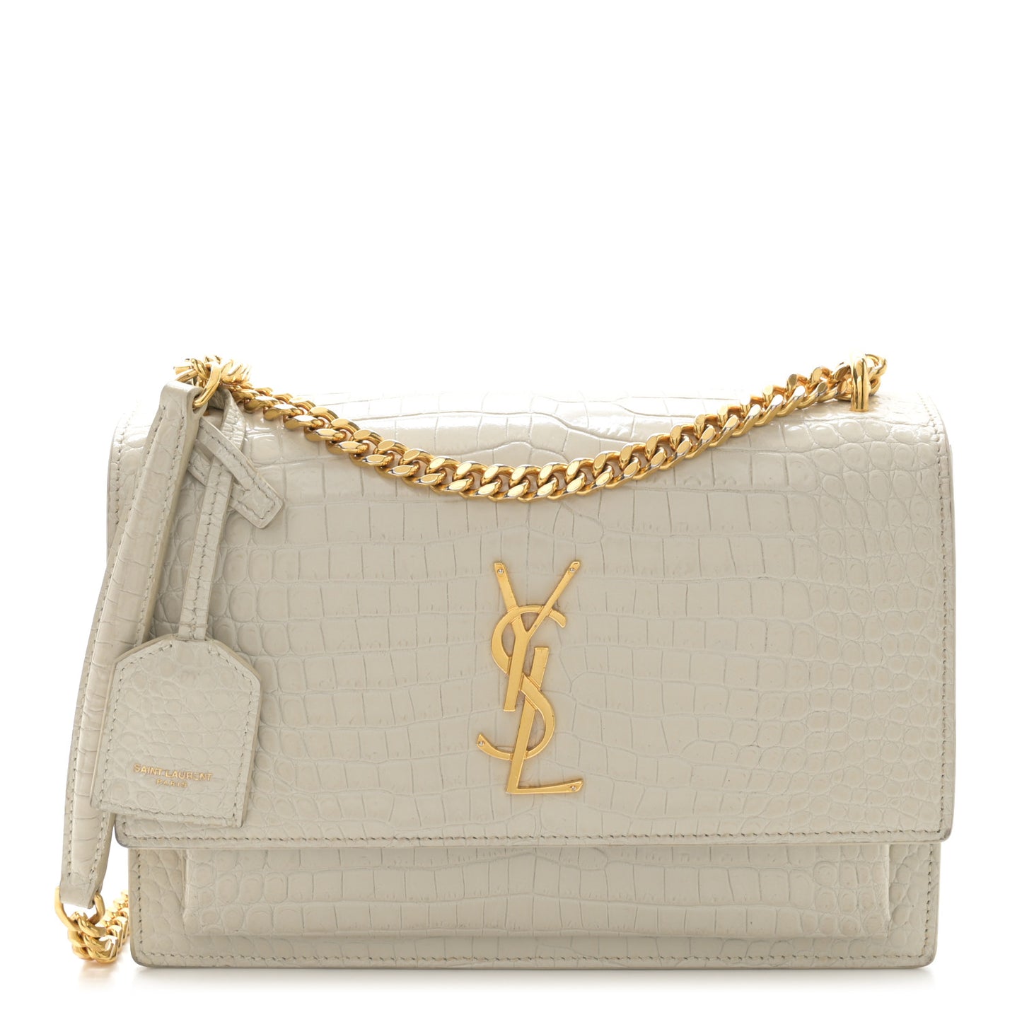 Calfskin Crocodile Embossed Medium Monogram Sunset Blanc Vintage