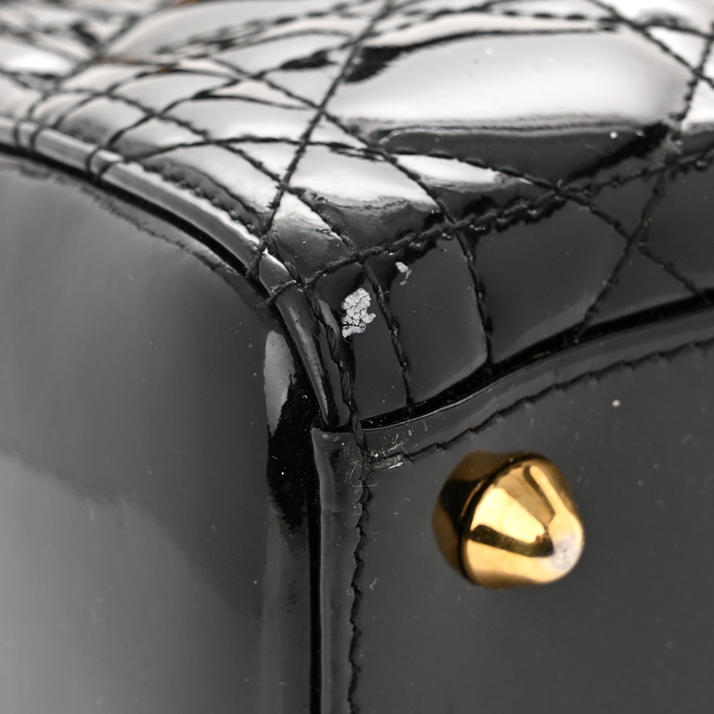 Patent Cannage Large Lady Dior Black