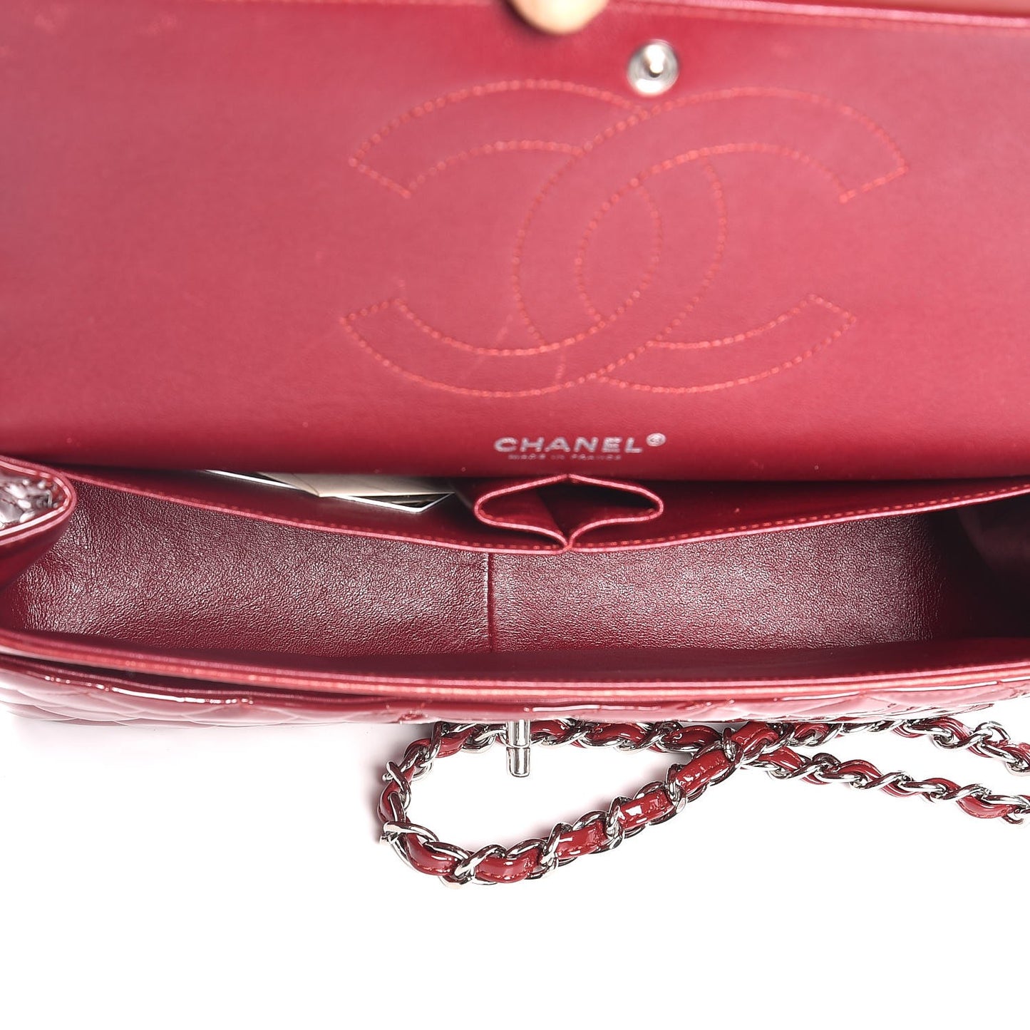 Patent Quilted Jumbo Double Flap Red