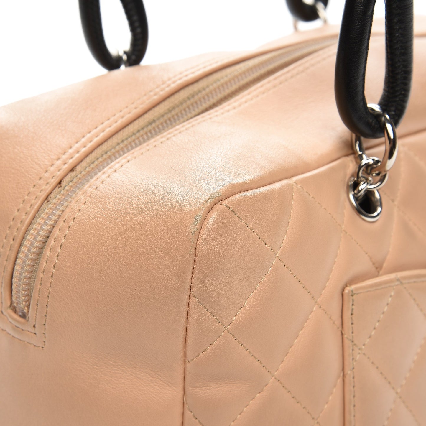 Calfskin Quilted Large Cambon Bowler Beige Black