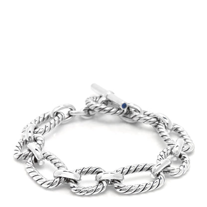 David Yurman Sterling Silver Blue Sapphire 9.5mm Cushion Link Bracelet 1 of 4