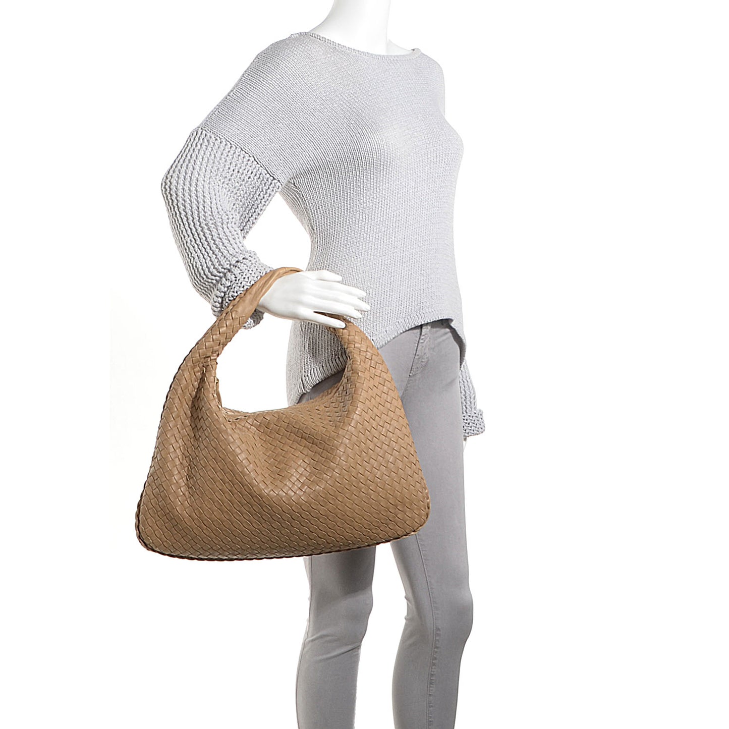 Nappa Intrecciato Large Veneta Hobo Camel