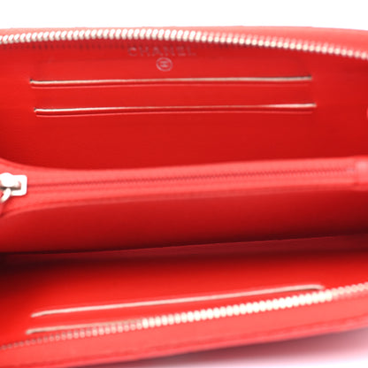 Chanel Caviar Chevron Quilted Medium Zip Around Wallet Red 5 of 18