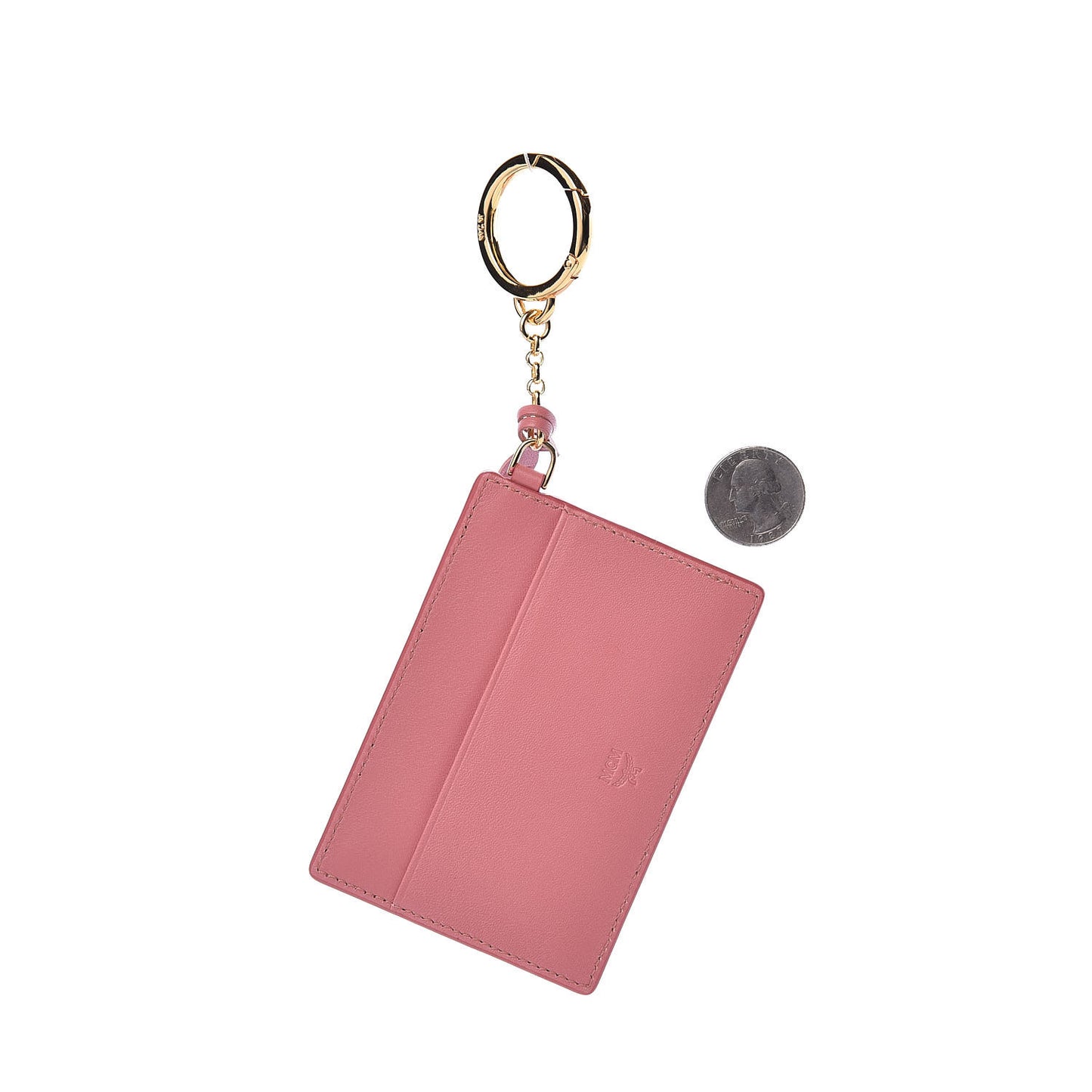 Calfskin Cassette Key Ring Card Holder Pink