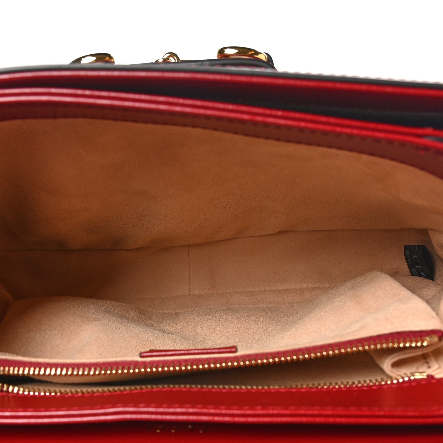 Gucci GG Supreme Monogram Azalea Calfskin Horsebit 1955 Shoulder Bag Beige Ebony New Cherry Red 5 of 10