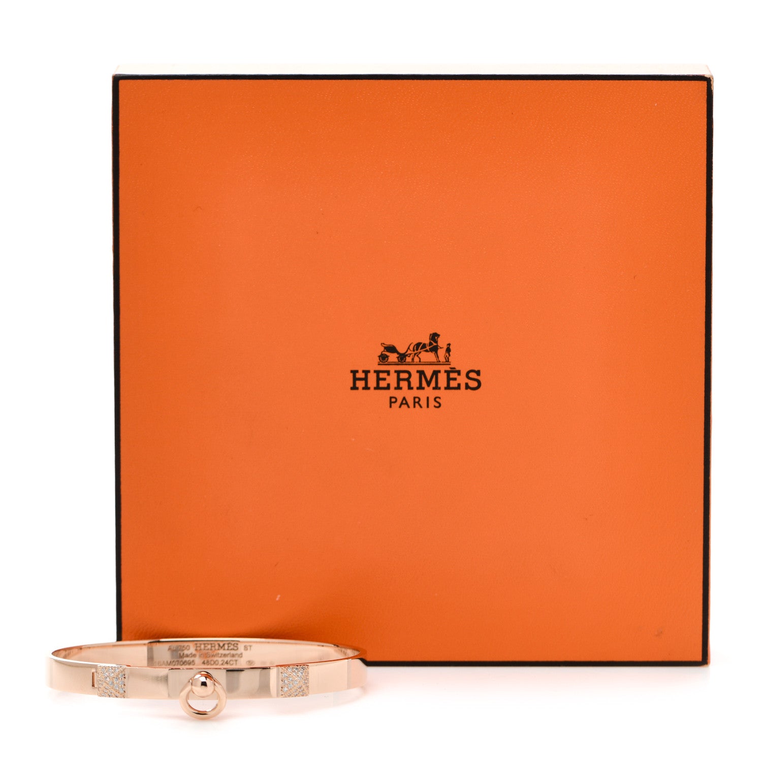 Hermes 18K Rose Gold Diamond PM Collier De Chien Bracelet ST 4 of 4