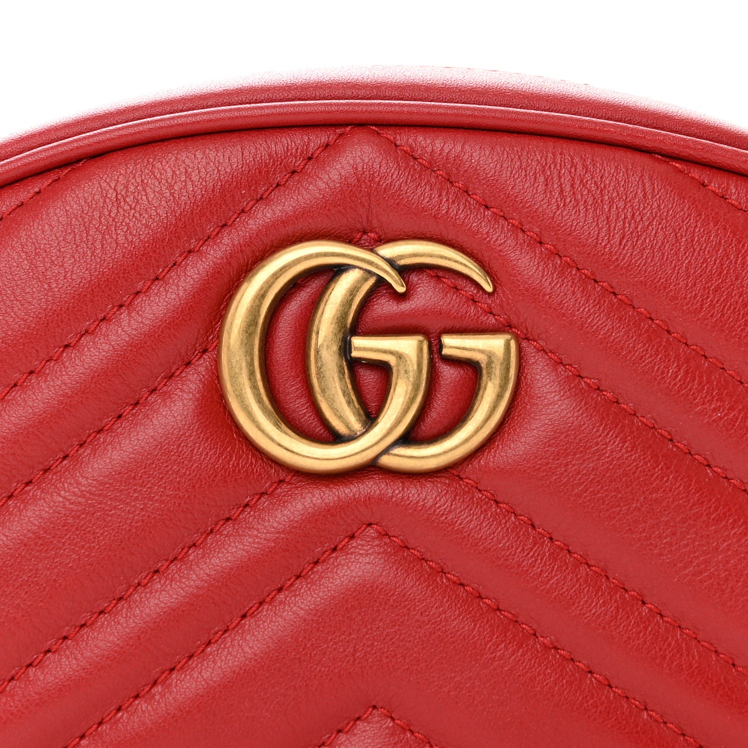 Gucci Calfskin Matelasse GG Marmont Belt Bag 85 34 Hibiscus Red 9 of 12