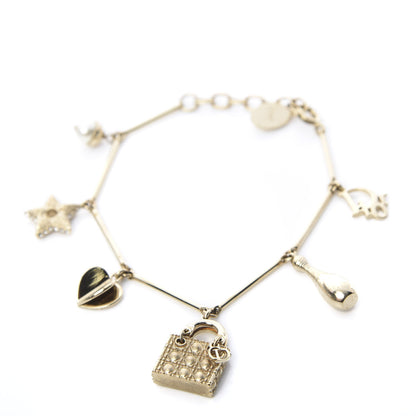 Christian Dior Crystal Pearl Charm Bracelet Gold 1 of 5