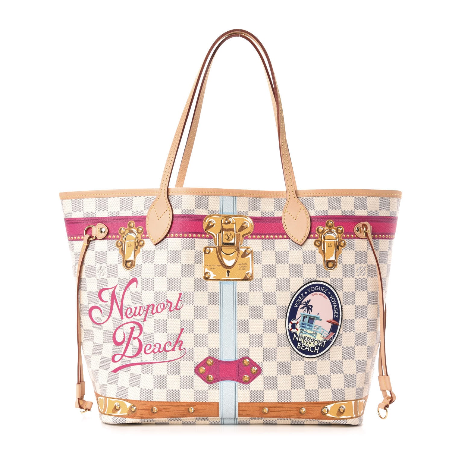 Louis Vuitton Damier Azur Summer Trunks Newport Beach Neo Neverfull MM 3 of 13