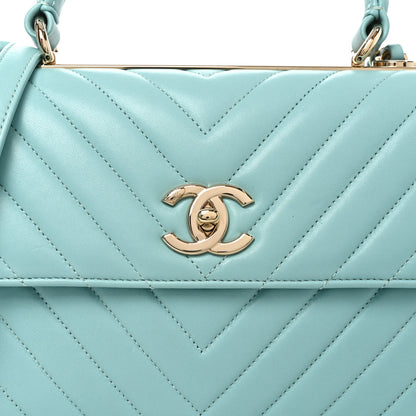 Chanel Lambskin Chevron Quilted Small Trendy CC Flap Dual Handle Bag Light Green 8 of 10