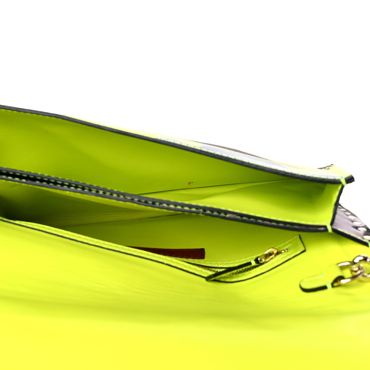 Valentino Garavani Nappa Canvas Camouflage Rockstud Wristlet Clutch Yellow Fluo Green 5 of 15