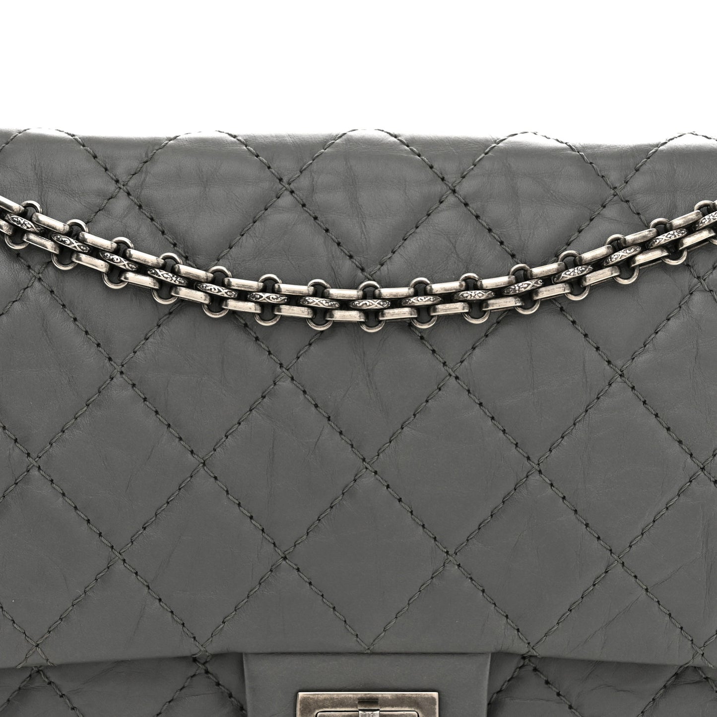 Aged Calfskin Quilted 2.55 Reissue 226 Flap Grey
