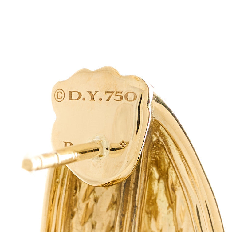 David Yurman 18K Yellow Gold Diamond Origami Shrimp Earrings 4 of 4