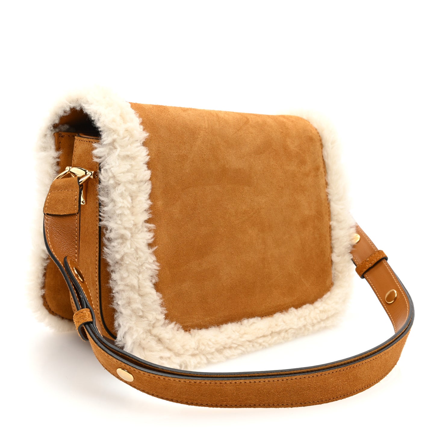 Suede Shearling Horsebit 1955 Shoulder Bag Brown