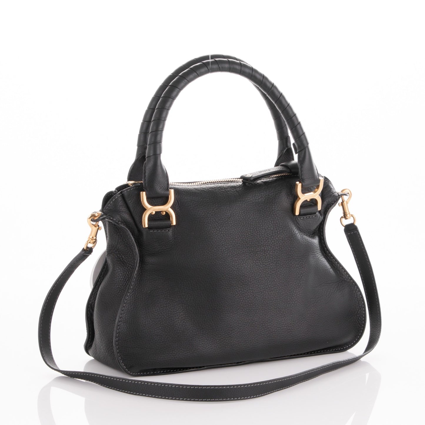 Calfskin Medium Marcie Satchel Black