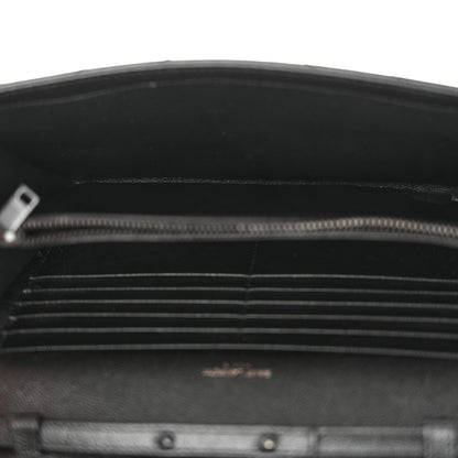 Saint Laurent Grain De Poudre Matelasse Chevron Monogram Monochrome Chain Wallet Black 5 of 11