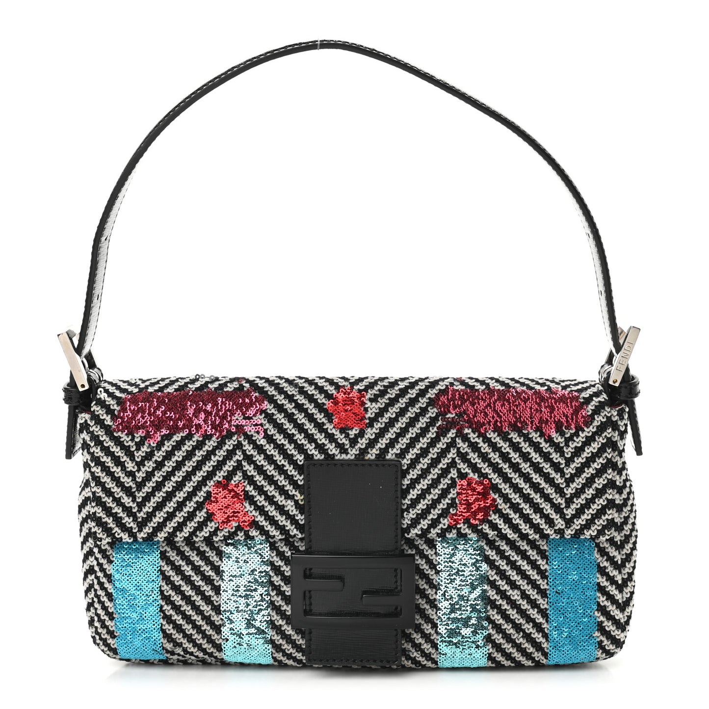 Sequin Chevron Baguette Black White Multicolor