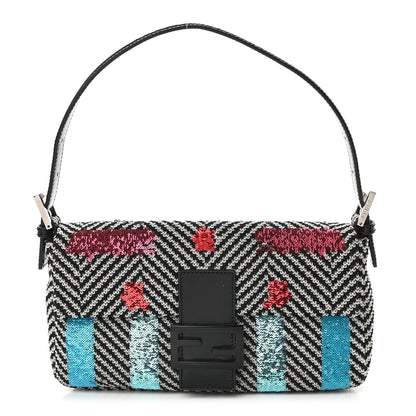 Fendi Sequin Chevron Baguette Black White Multicolor 1 of 7