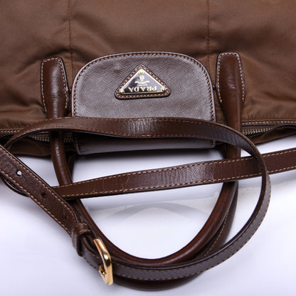 Prada Saffiano Tessuto Nylon Tote Corinto 14 of 16