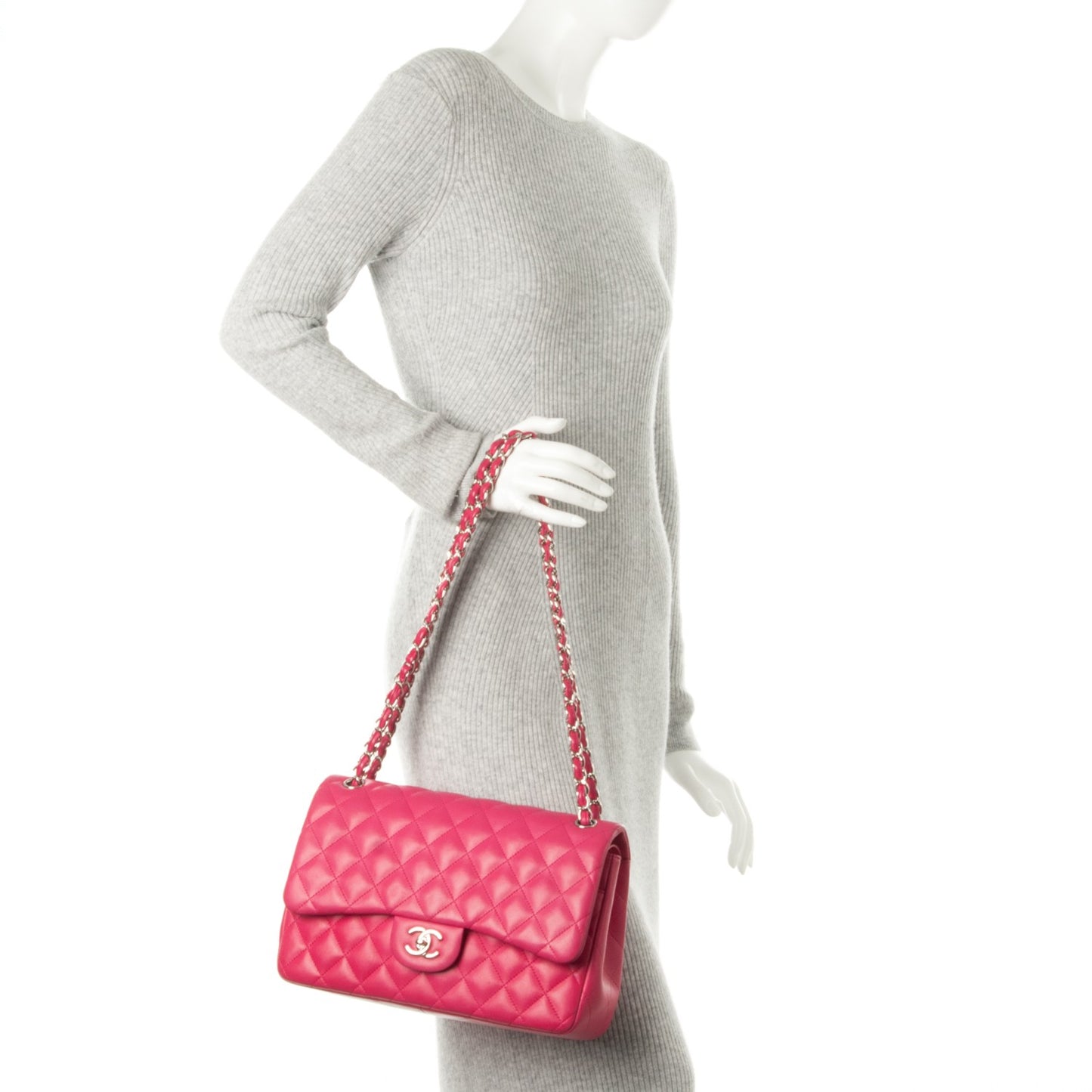 Lambskin Quilted Jumbo Double Flap Pink