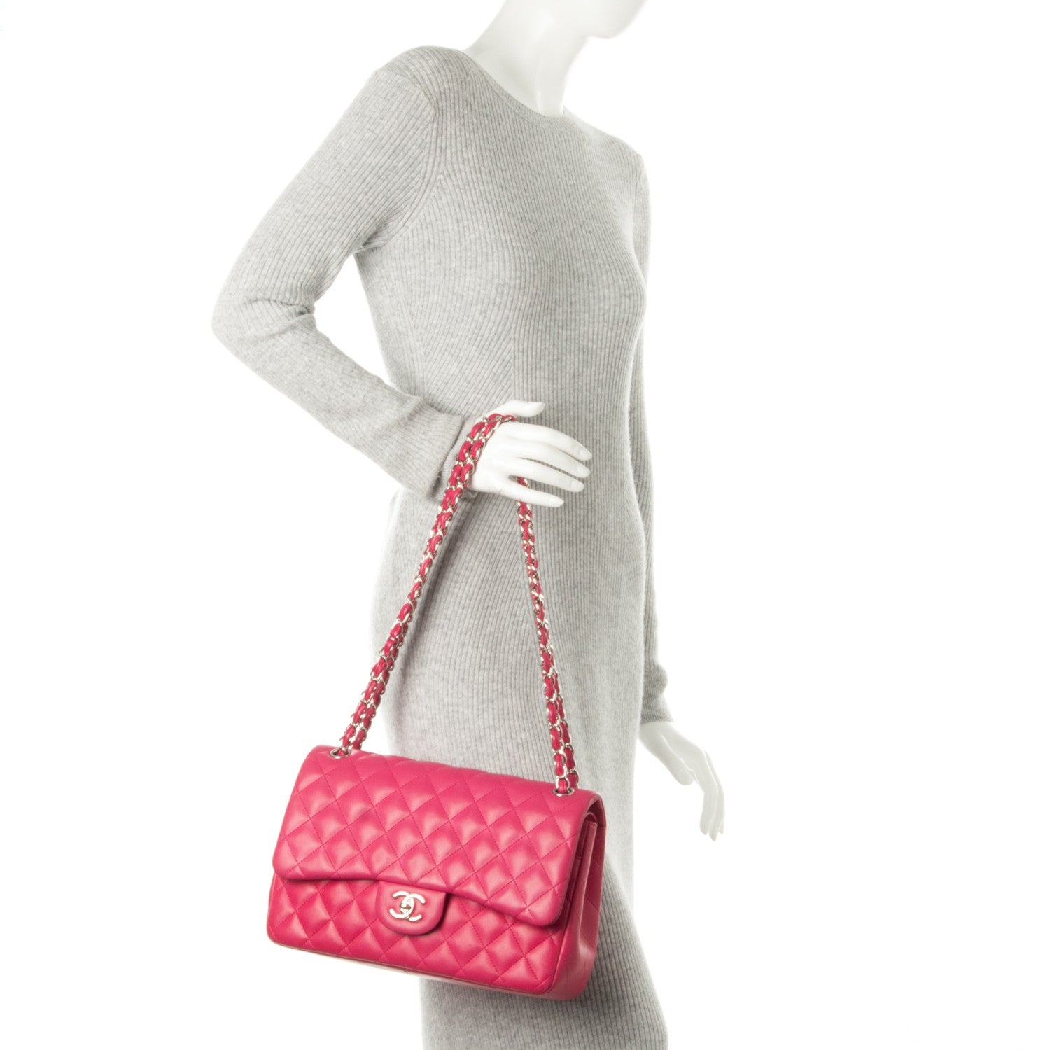 Chanel Lambskin Quilted Jumbo Double Flap Pink 2 of 8