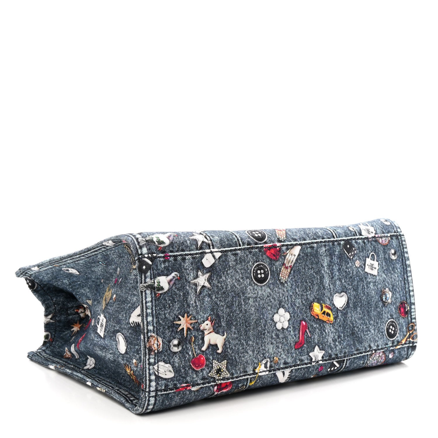 Marc Jacobs The Trompe L'Oeil Trinket Denim Canvas Medium The Tote Bag Blue 4 of 14