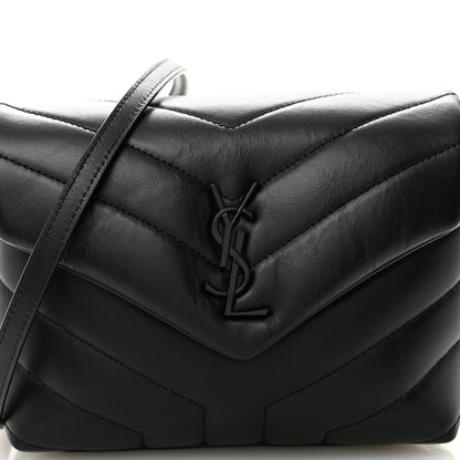 Saint Laurent Calfskin Y Quilted Monogram Monochrome Toy Loulou Crossbody Bag Black 8 of 10