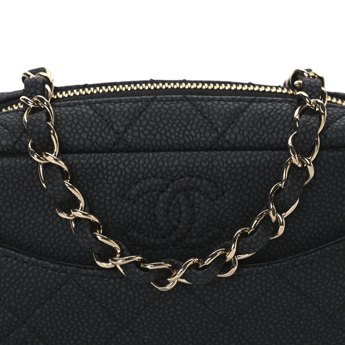 Iridescent Caviar Quilted Mini Coco Tassel Camera Case Black Black