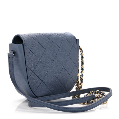 Chanel Goatskin Stitched Casual Trip Messenger Flap Blue 3 of 10