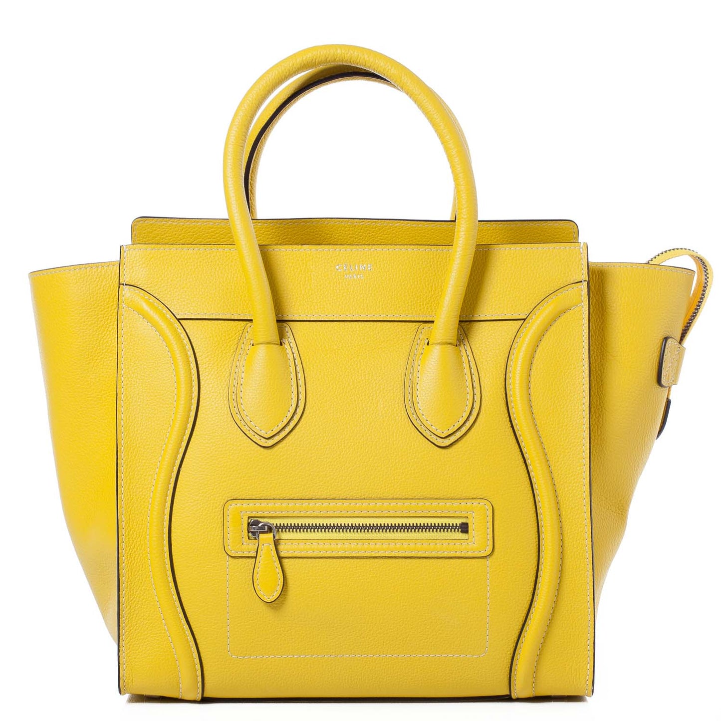 Drummed Calfskin Mini Luggage Citron