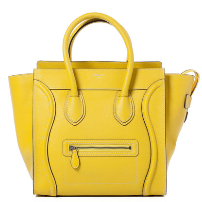 Celine Drummed Calfskin Mini Luggage Citron 1 of 10