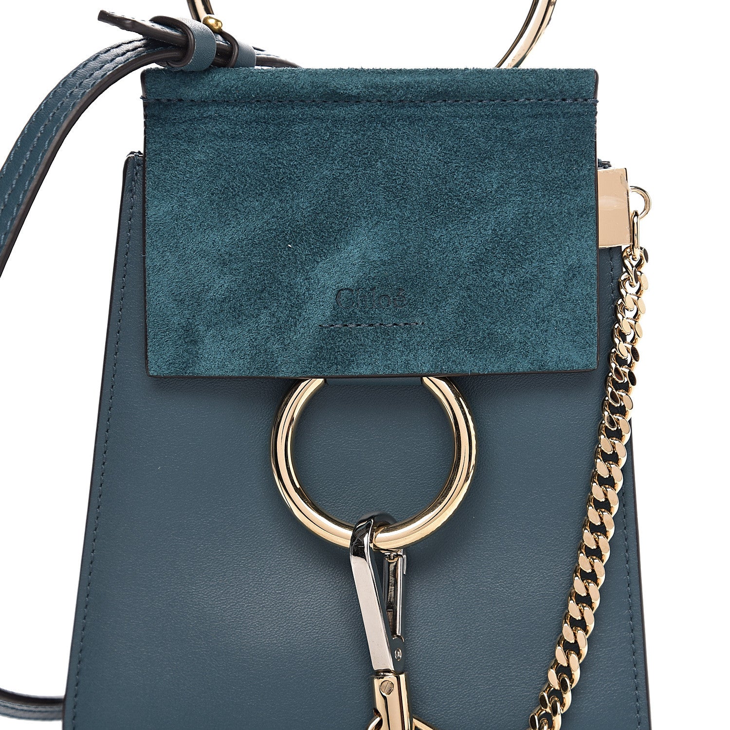 Chloe Suede Calfskin Mini Faye Bracelet Bag Majolica Blue 8 of 8