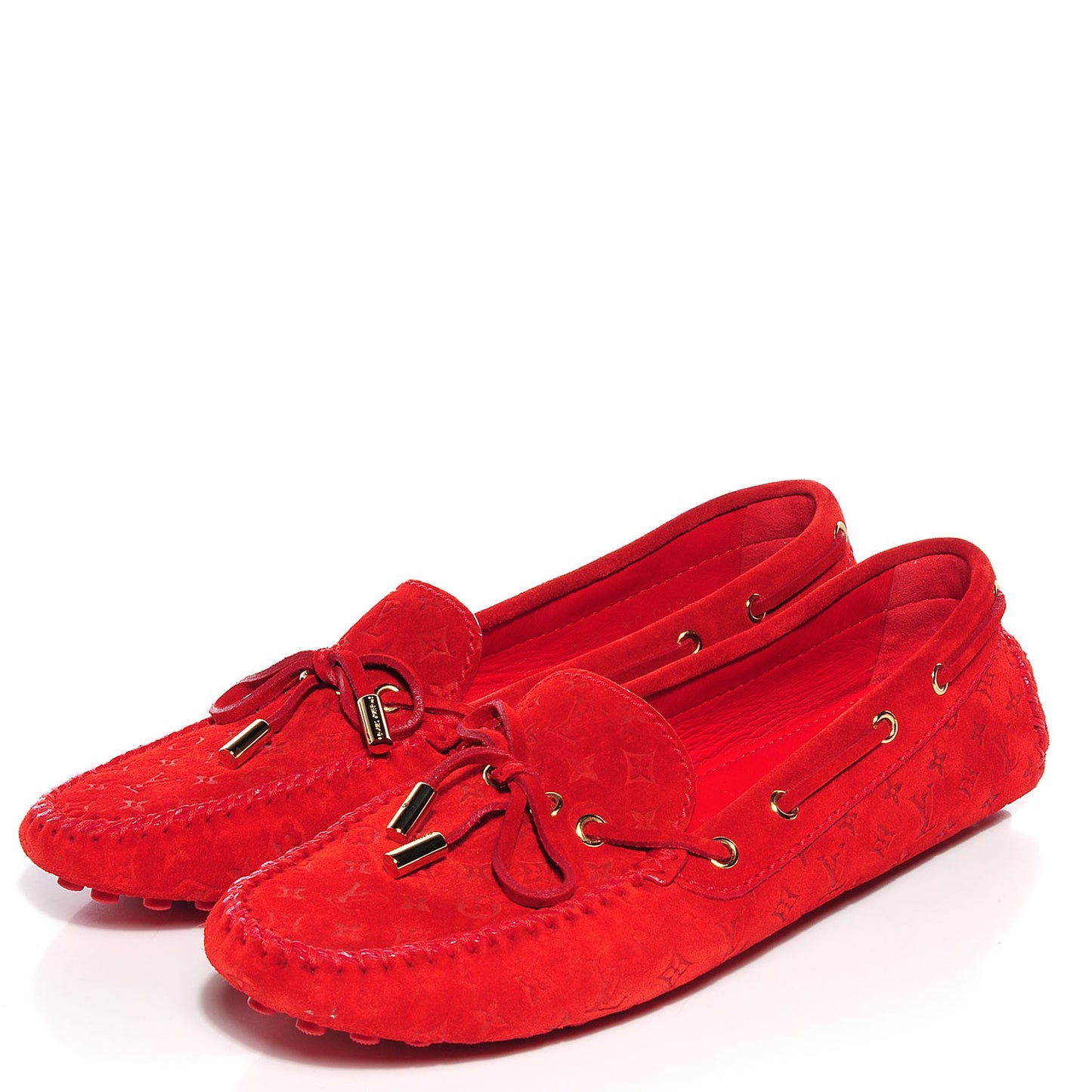 Suede Monogram Gloria Loafers 38 Rouge