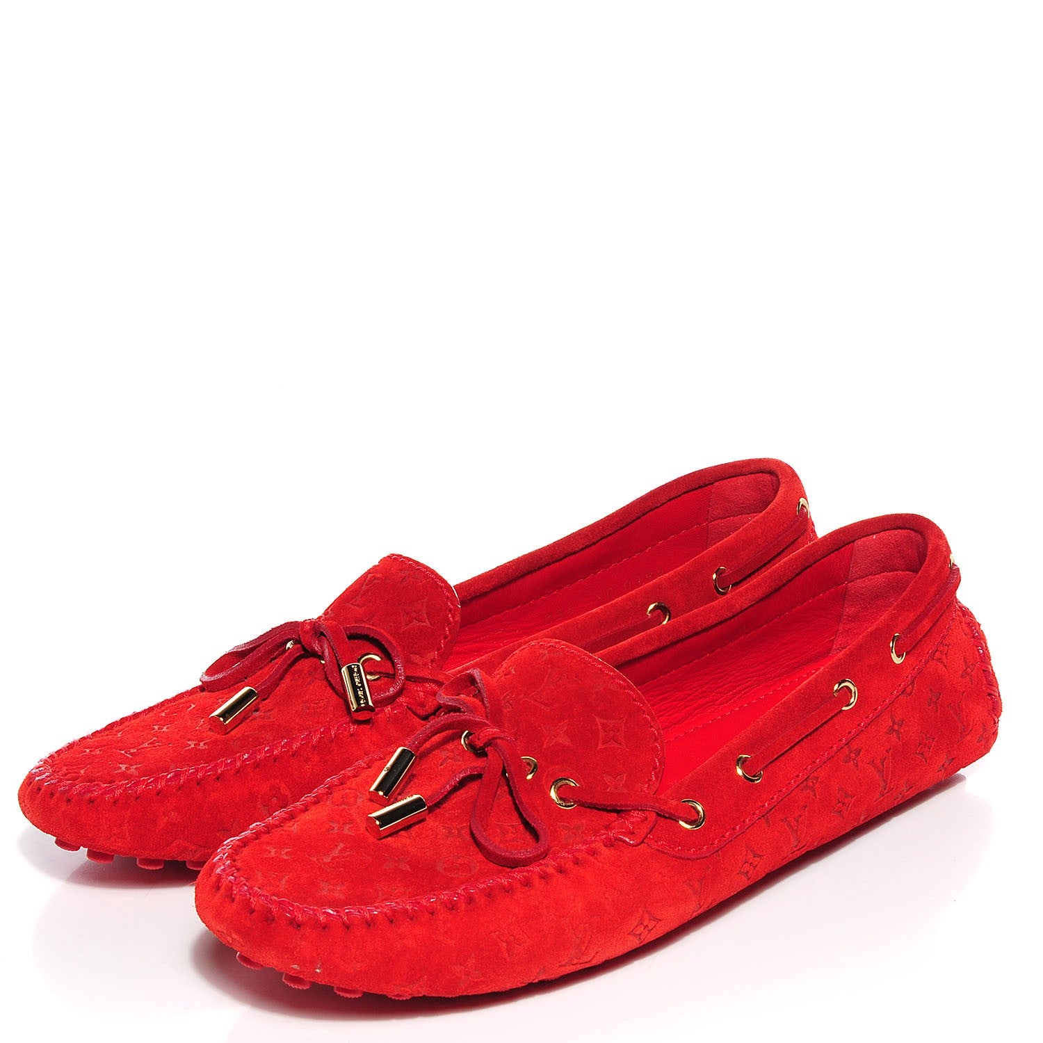 Louis Vuitton Suede Monogram Gloria Loafers 38 Rouge 3 of 8