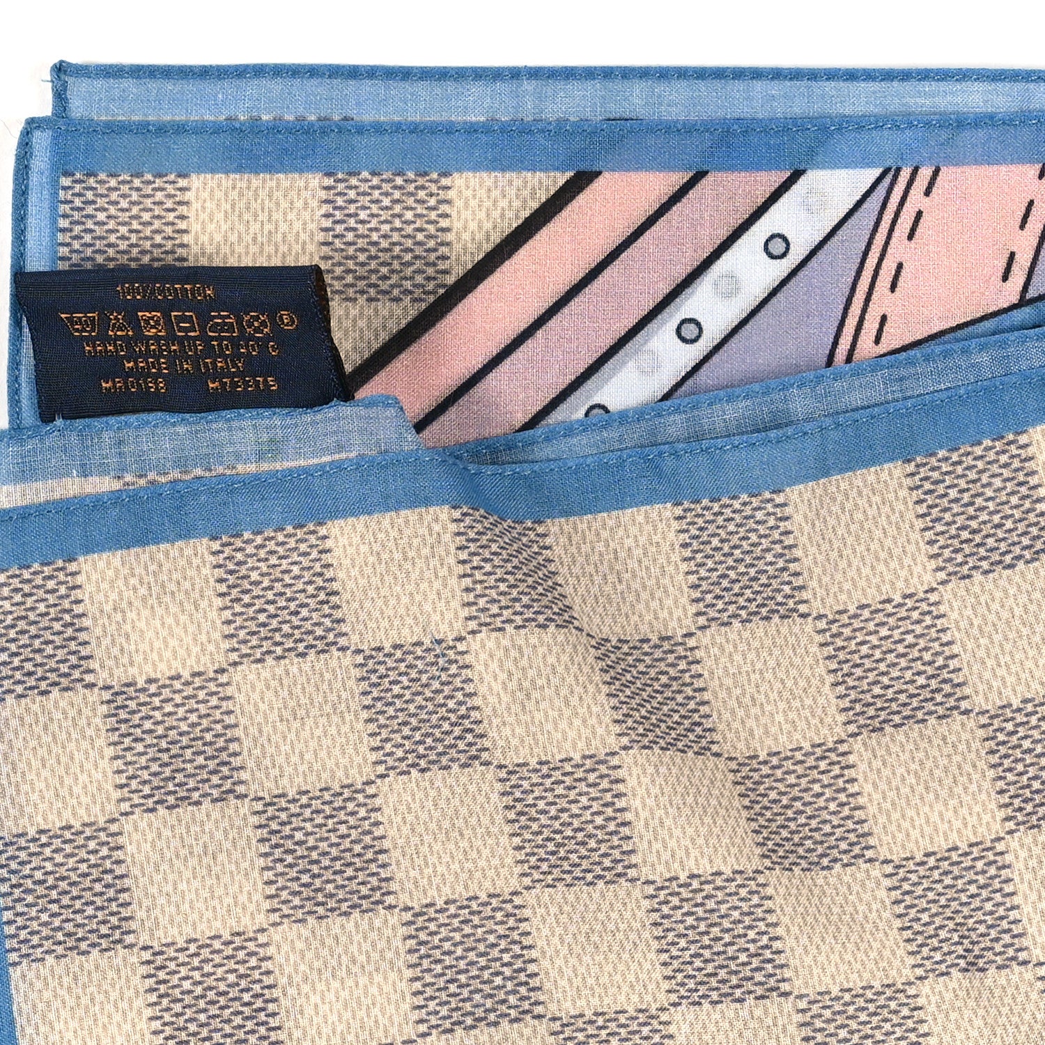 Louis Vuitton Cotton Damier Azur Straps Bandana Scarf Multicolor 3 of 3