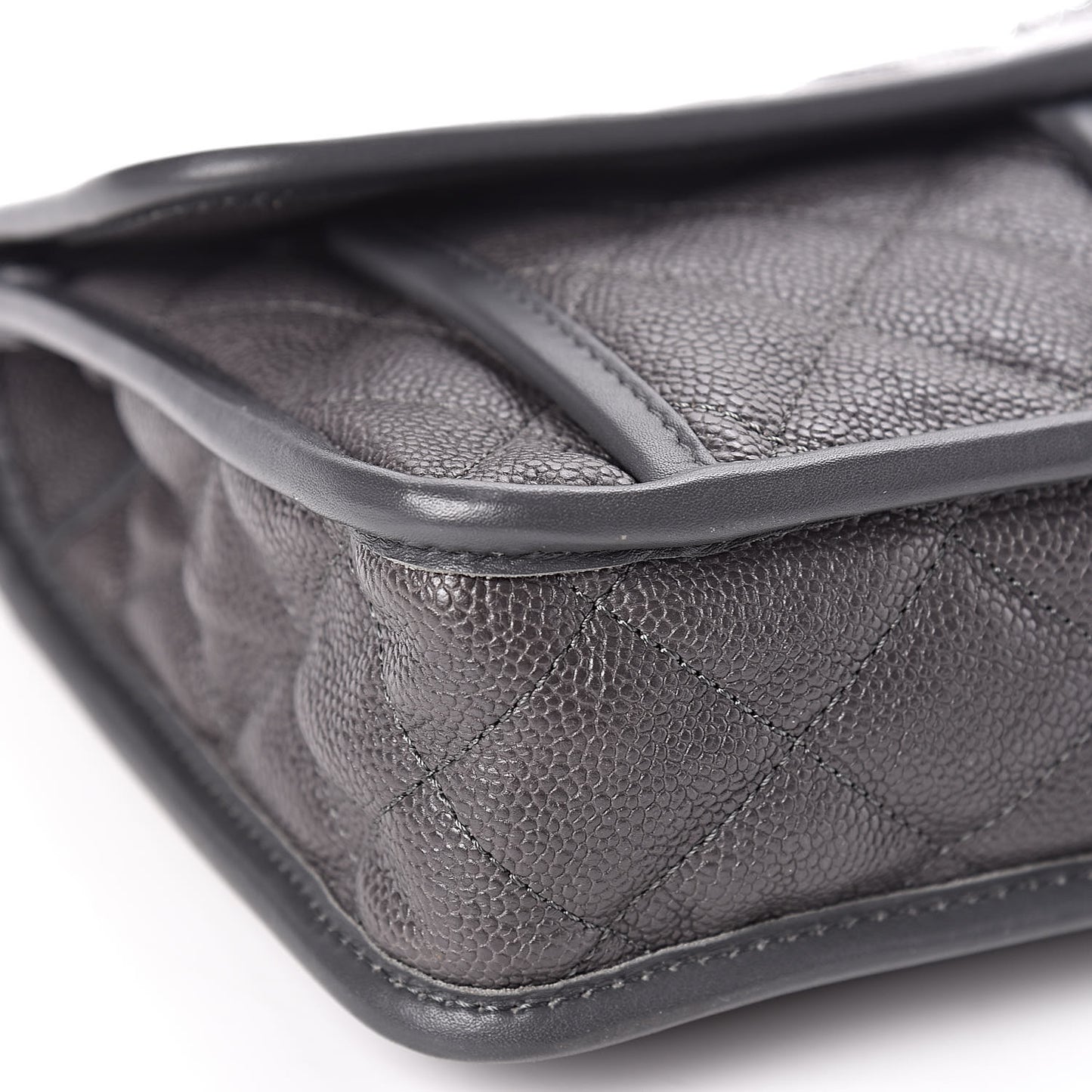 Caviar Quilted Large French Riviera Flap Dark Grey