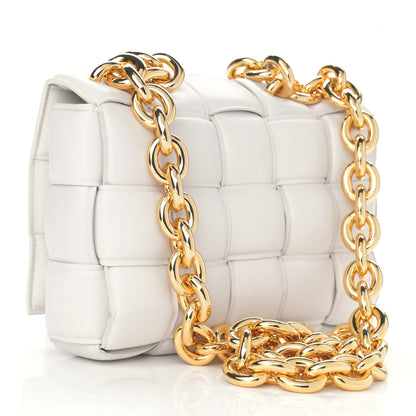 Bottega Veneta Lambskin Maxi Intreccio Padded Chain Cassette Crossbody Bag White 3 of 12