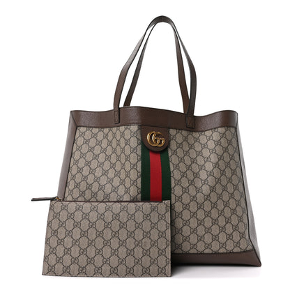 Gucci GG Supreme Monogram Web Ophidia Tote Brown 3 of 11