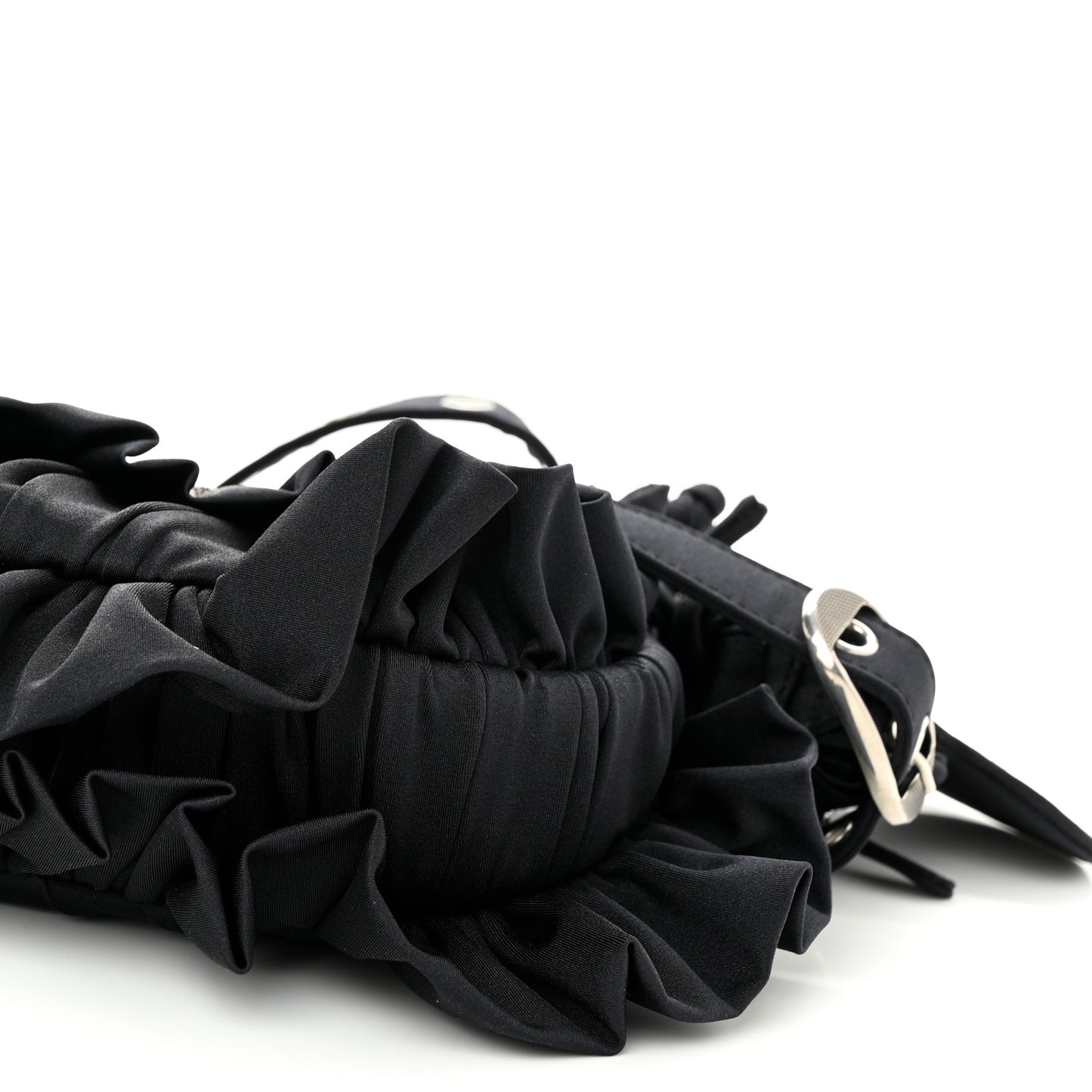 Ruffled Jersey Le Cagole Shoulder Bag XS Black