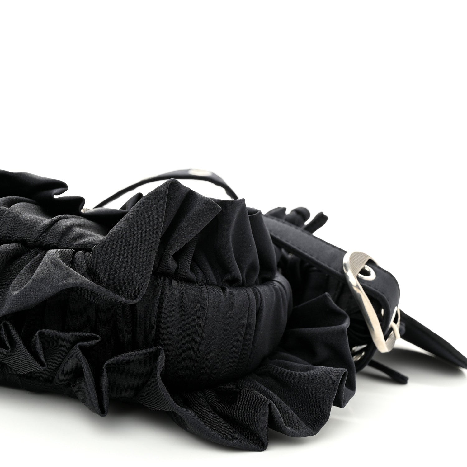 Balenciaga Ruffled Jersey Le Cagole Shoulder Bag XS Black 10 of 10
