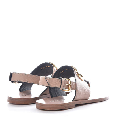 Valentino Garavani Grainy Cowhide Vlogo Slingback Flat Thong Sandals 37.5 Rose Cannelle 4 of 8
