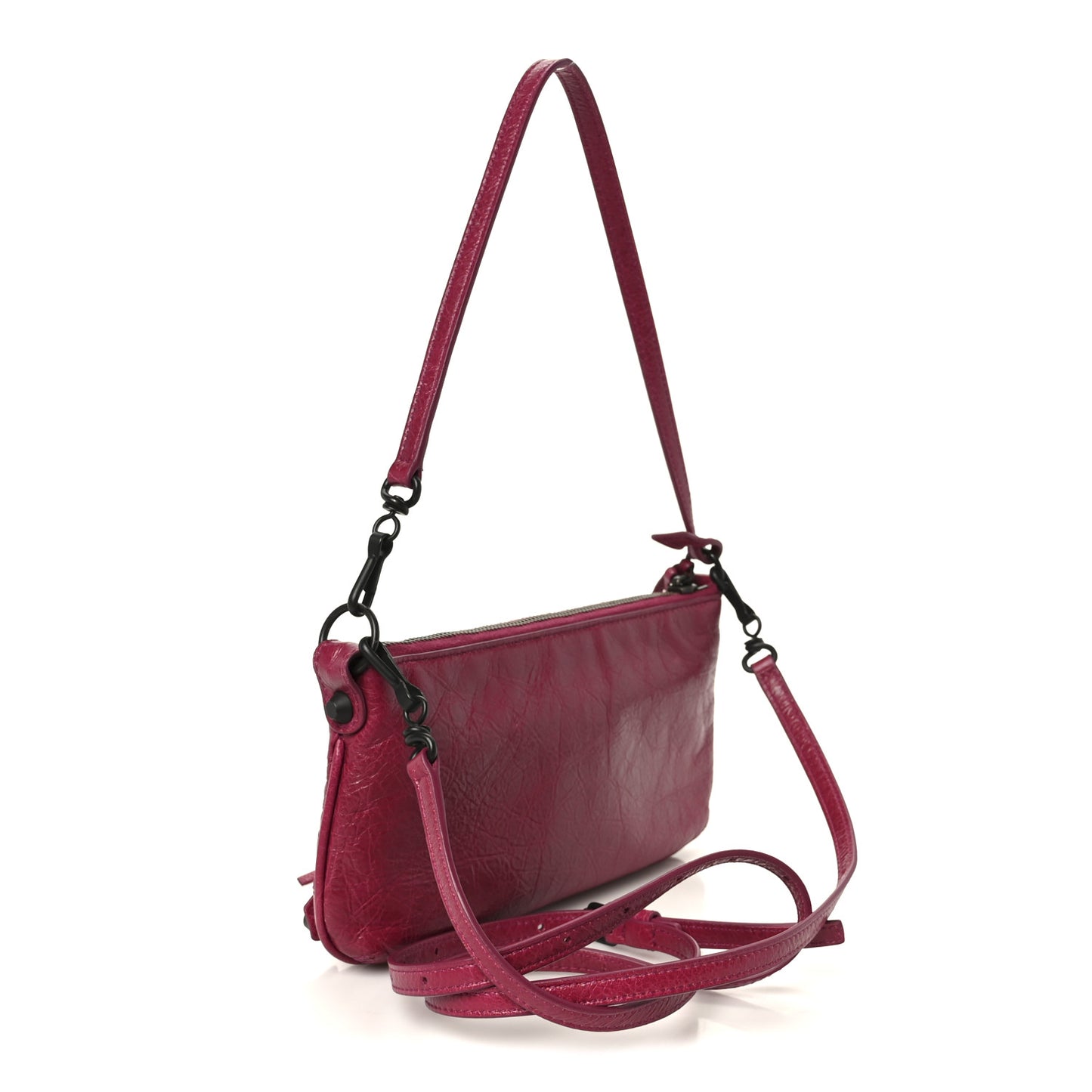Agneau Arena Classic Hardware Le City Pouch On Strap Framboise