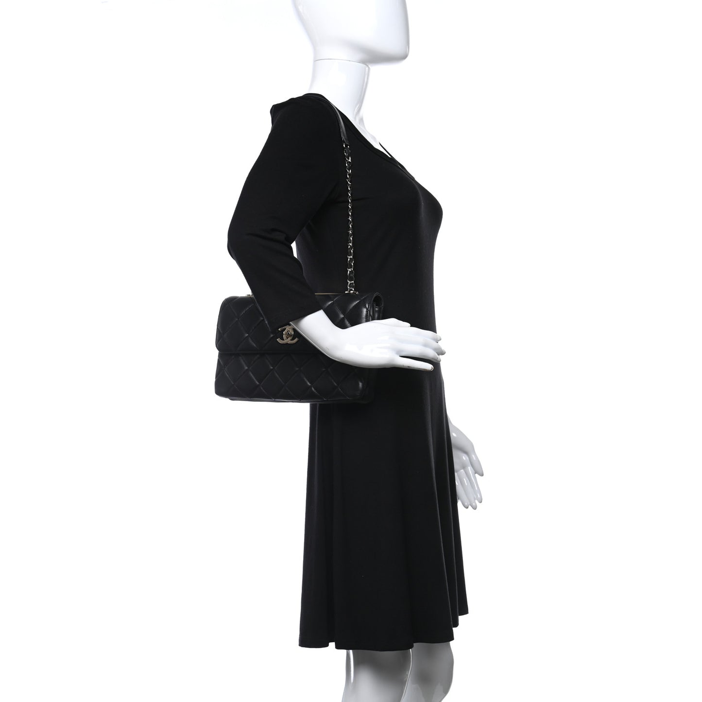 Lambskin Quilted Medium Trendy CC Flap Black