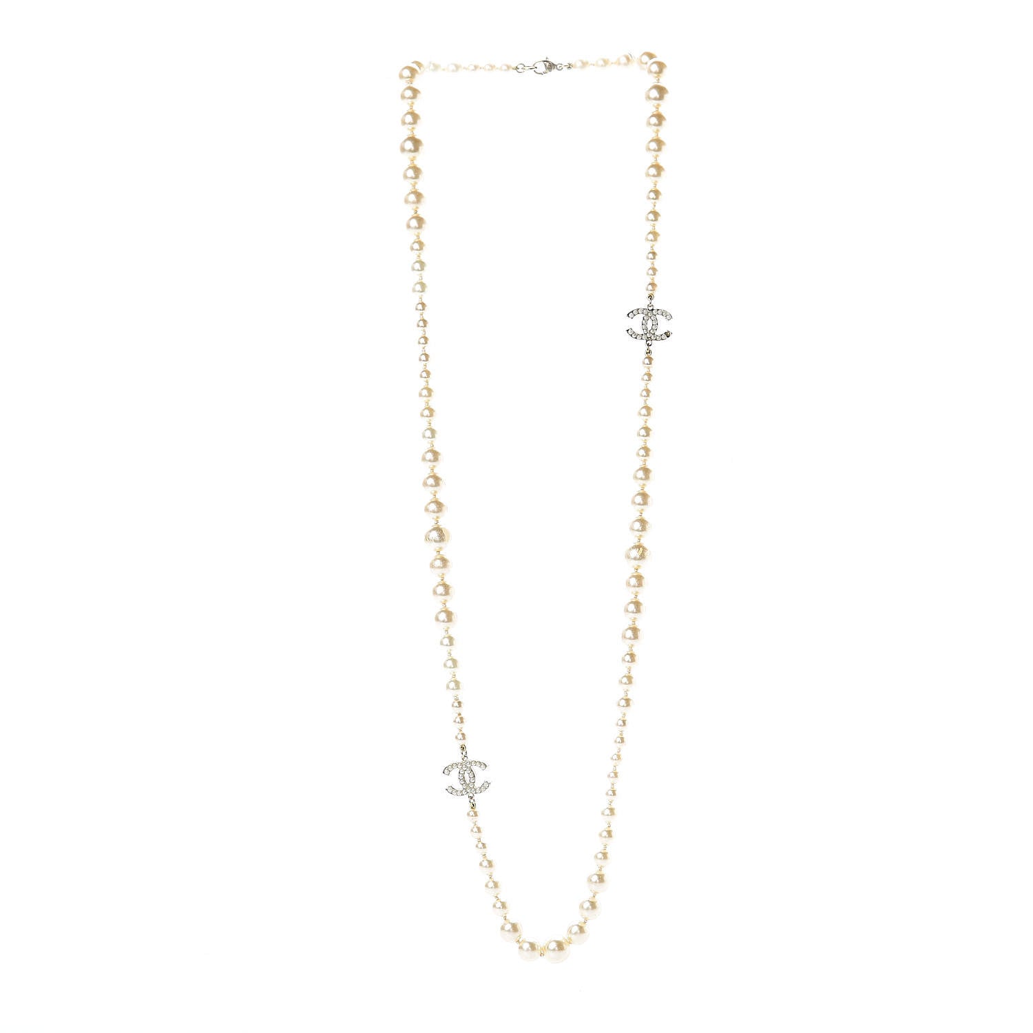 Chanel Graduated Pearl CC Long Necklace Light Gold 3 of 5