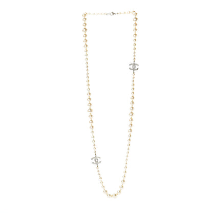 Chanel Graduated Pearl CC Long Necklace Light Gold 3 of 5