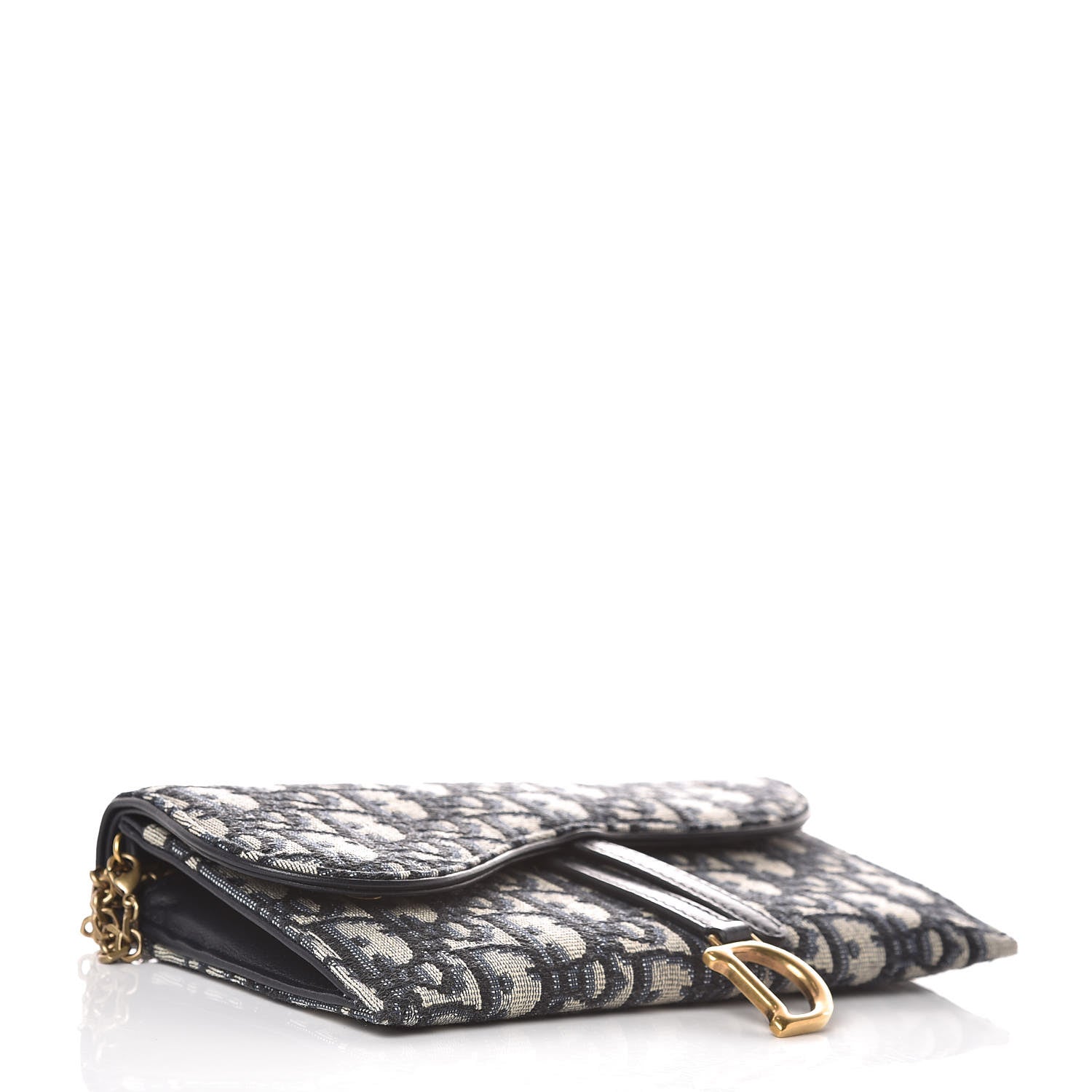 Christian Dior Oblique Saddle Chain Wallet Blue 5 of 9