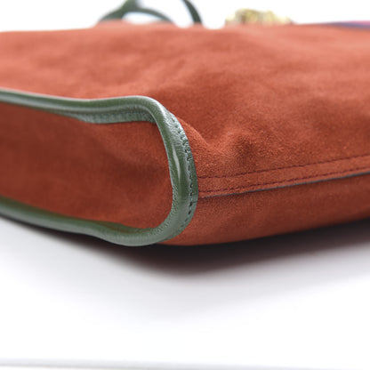 Gucci Suede Calfskin Large Rajah Chain Tote Brown Green 9 of 15