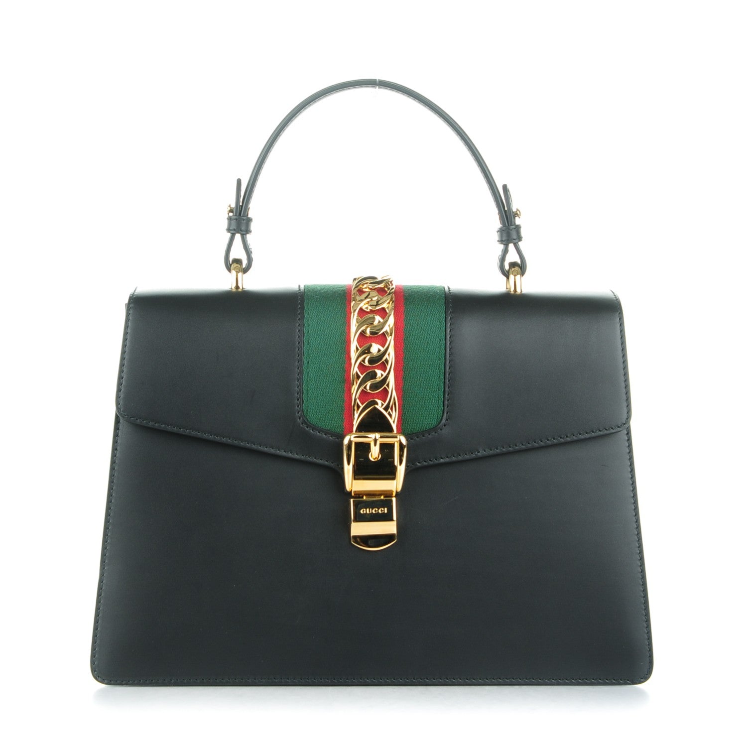 Gucci Calfskin Medium Sylvie Top Handle Bag Black 1 of 7
