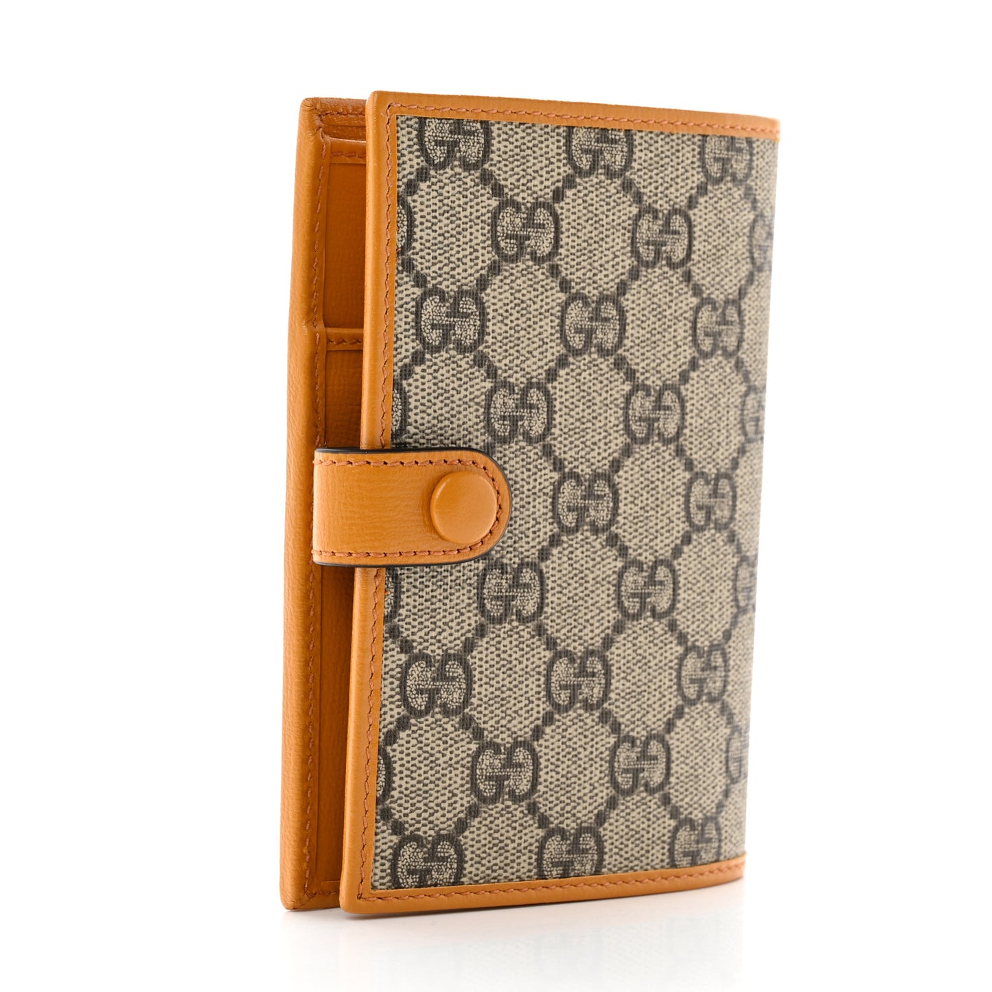 GG Supreme Monogram Textured Calfskin Retro Interlocking G Passport Case Beige Yellow
